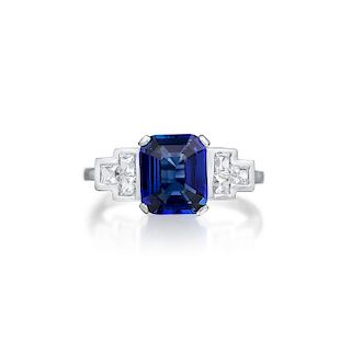 A 2.31-Carat Unheated Ceylon Sapphire and Diamond Ring