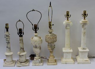 Lot of 6 Antique Marble Lamps.