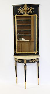 Vintage Ebonised and Gilt Decorated Mirror and