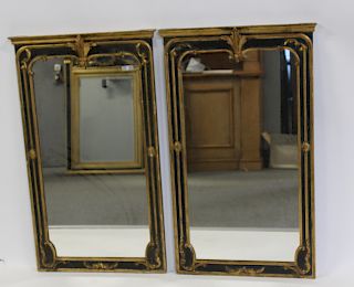 Lot of 2 Ebonised, Carved and Gilt Decorated