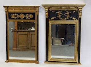 Lot of 2 Gilt, Carved and Ebonised Trumeau Style