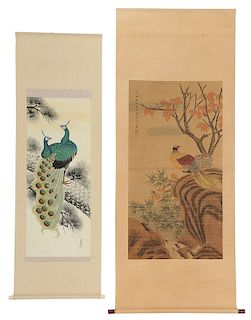 Two Asian Hand Painted Scrolls