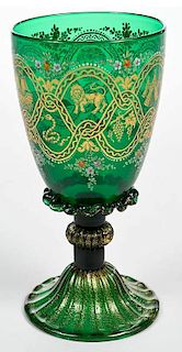 Venetian Enamel Decorated Wine Goblet