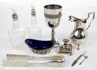 Nine Continental Silver Table Items