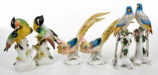 Six Porcelain Bird Figurines, Chelsea Style