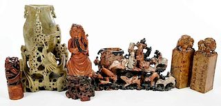 Six Chinese Carved Soapstone Objects