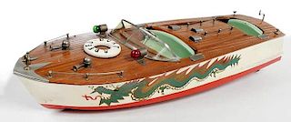 Chris Craft Speed Boat Model, Hand Painted Dragon