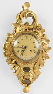 Louis XV Style Carved Gilt Wood Cartel Clock