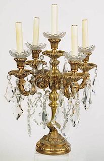 Venetian Style Bronze and Cut Glass Candelabra