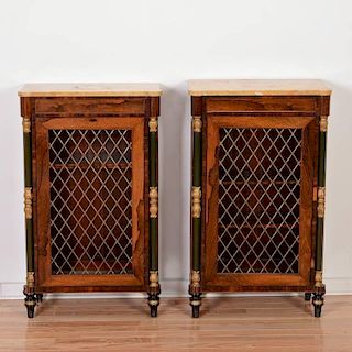 Pair William IV rosewood marble top side cabinets