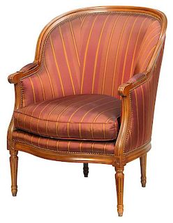 Louis XVI Style Upholstered Bergère by Baker