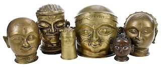 Six Bronze Devi Full Head Deity Masks
