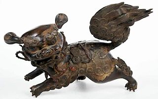 Japanese Bronze Foo Dog Figurine
