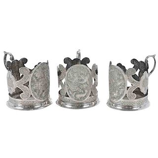 Six Turkish Silver Cup Holders