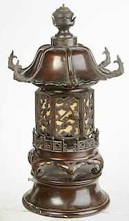 Japanese Bronze Pagoda Form Lantern