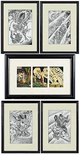 Five Framed Hiriyoshi III Contemporary Prints