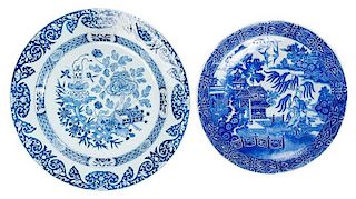 Two Chinese Blue and White Chargers