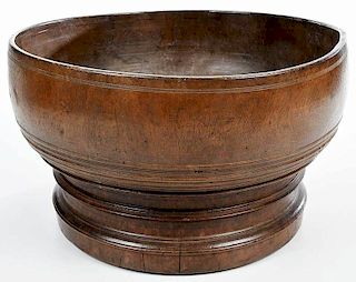 Large Early Hand Turned Treen Bowl