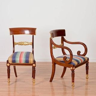 George IV parcel gilt mahogany arm and side chair