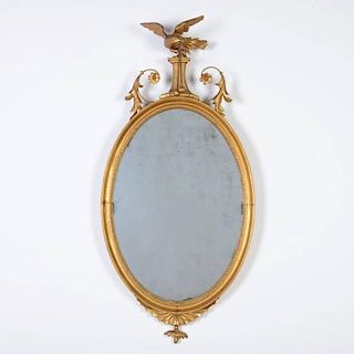 George III oval giltwood wall mirror