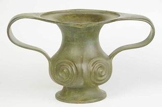 Large Art Nouveau Style  Bronze Handled Urn
