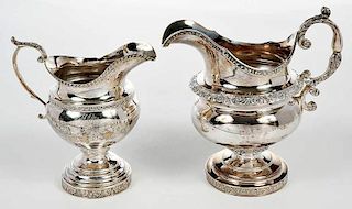 Two Coin Silver Creamers