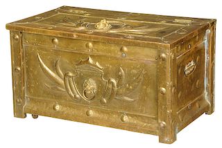 Victorian Brass Clad Kindling Box