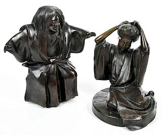 Two Asian Figural Patinated Bronzes