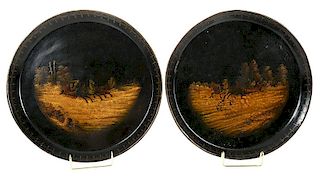Two Russian Lacquer Serving Trays