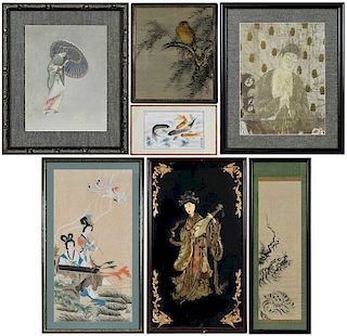 Seven Pieces Framed Asian Art