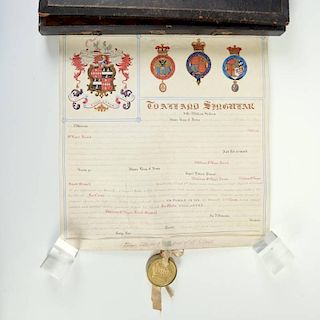 Irish grant of arms document with seal