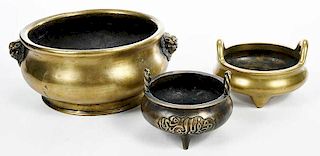 Three Chinese Bronze Censers