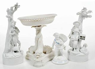 Four Bisque Figural Porcelain Decorative Objects