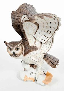 Franklin Mint Porcelain Great Horned Owl,1988