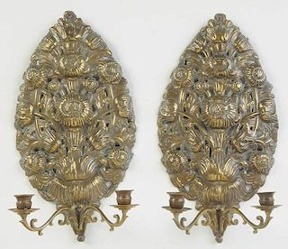 Pair of 19th Century Brass Wall Sconces