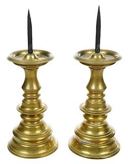 Pair Geddy Foundry Style Brass Pricket Sticks