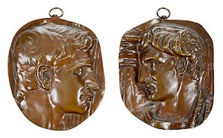 Pair Barbedienne Bronze Profile Plaques