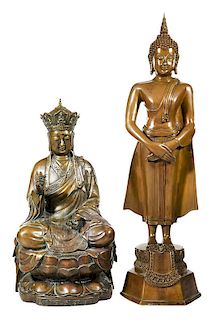 Two Vintage Bronze Buddhas