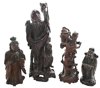 Four Vintage Asian Carved Figurines
