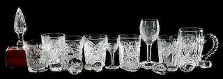 23 Cut Glass Table Items, Glasses & Stopppers