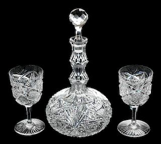 Pairpoint Decanter, Pair Libbey Goblets