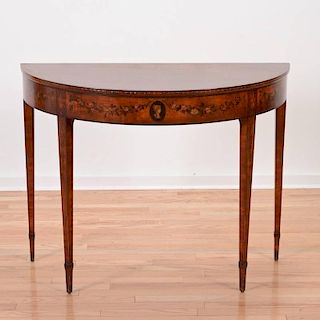 George III style painted demilune table