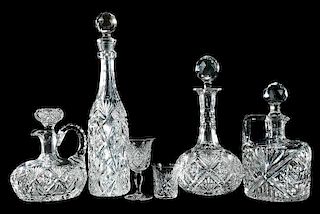 Four Pieces Hawkes Cut Glass: Decanters