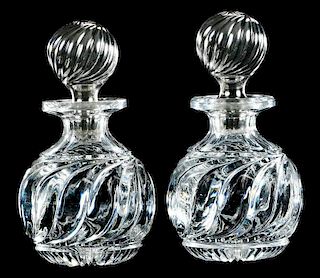 Pair Cut Glass Perfumes, Silver Stoppers