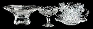 Three Cut Glass Table Articles Hawkes, Fry