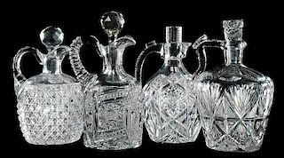 Four Cut Glass Whiskey Decanters