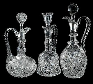 Three Cut Glass Decanters, Strauss and Jewel