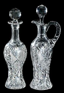Pair Cut Glass Cordial Decanters