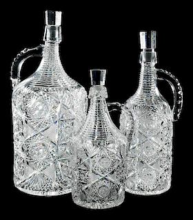 Three Cut Glass J. Hoare Demijohns