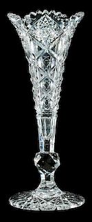 Hawkes Cut Glass Trumpet Vase